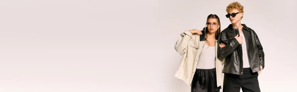 two models in stylish leather jackets posing 2026 03 25 03 29 39 utc